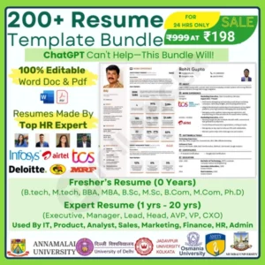 200+ Resume Template Bundle For Freshers & Experts 100% Editable Word & PDF